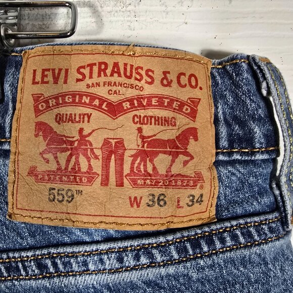 Levis 559‎ Blue Jeans 36X34 Men's Blue Loose Straight Leg Denim 2022 - Picture 7 of 10